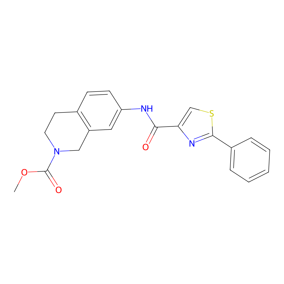 methyl 7-(2-phenylthiazole-4-carboxamido)-3,4-dihydroisoquinoline-2(1H)-carboxylate molecular structure, CAS 1797650-39-5