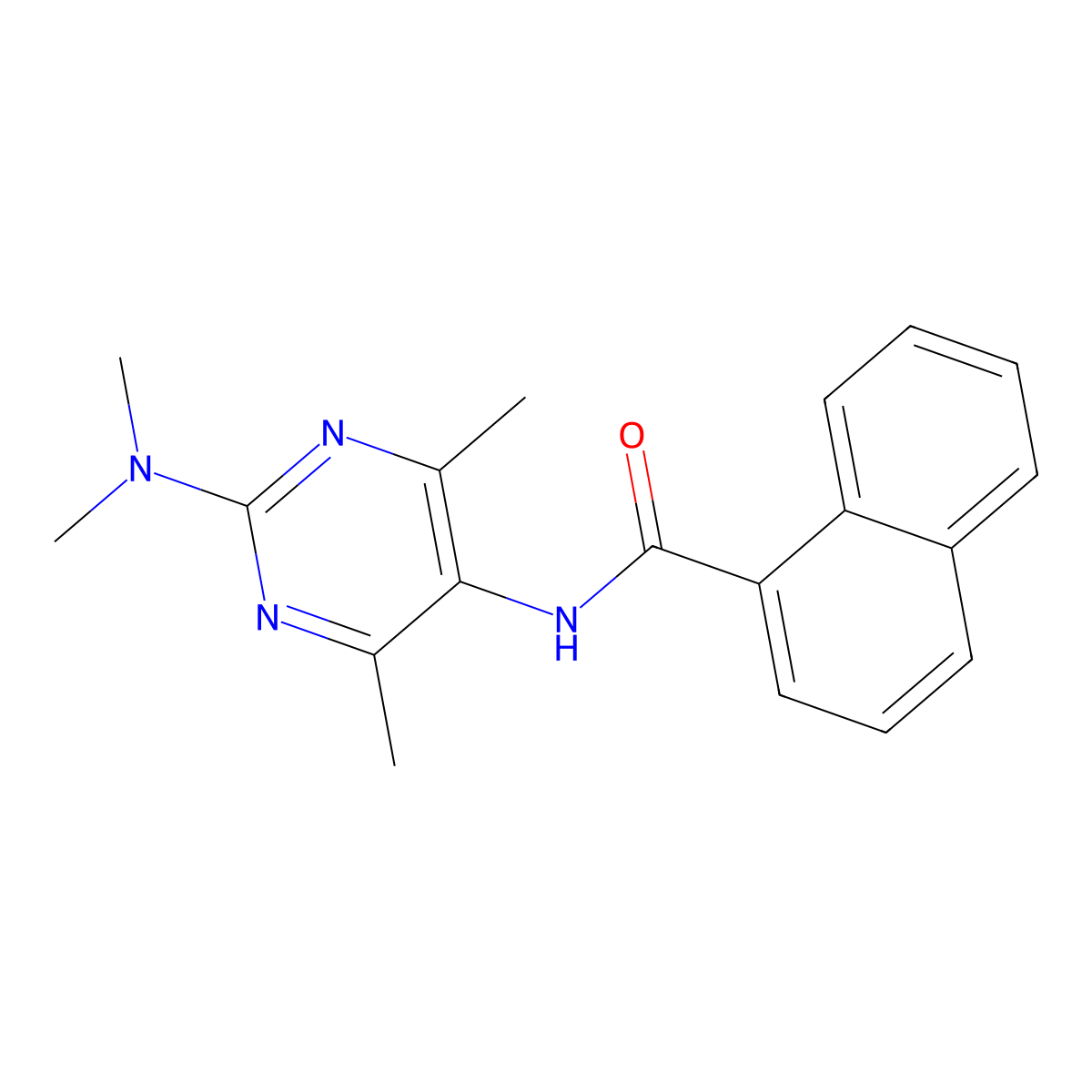 N-(2-(dimethylamino)-4,6-dimethylpyrimidin-5-yl)-1-naphthamide molecular structure, CAS 1797650-52-2
