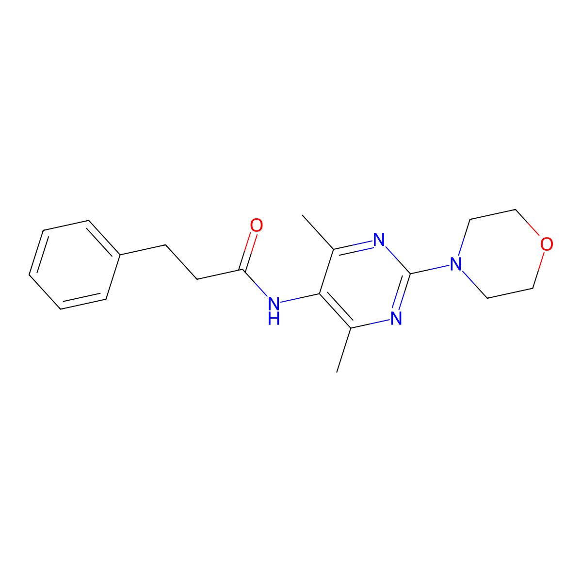 N-(4,6-dimethyl-2-morpholinopyrimidin-5-yl)-3-phenylpropanamide molecular structure, CAS 1797650-83-9