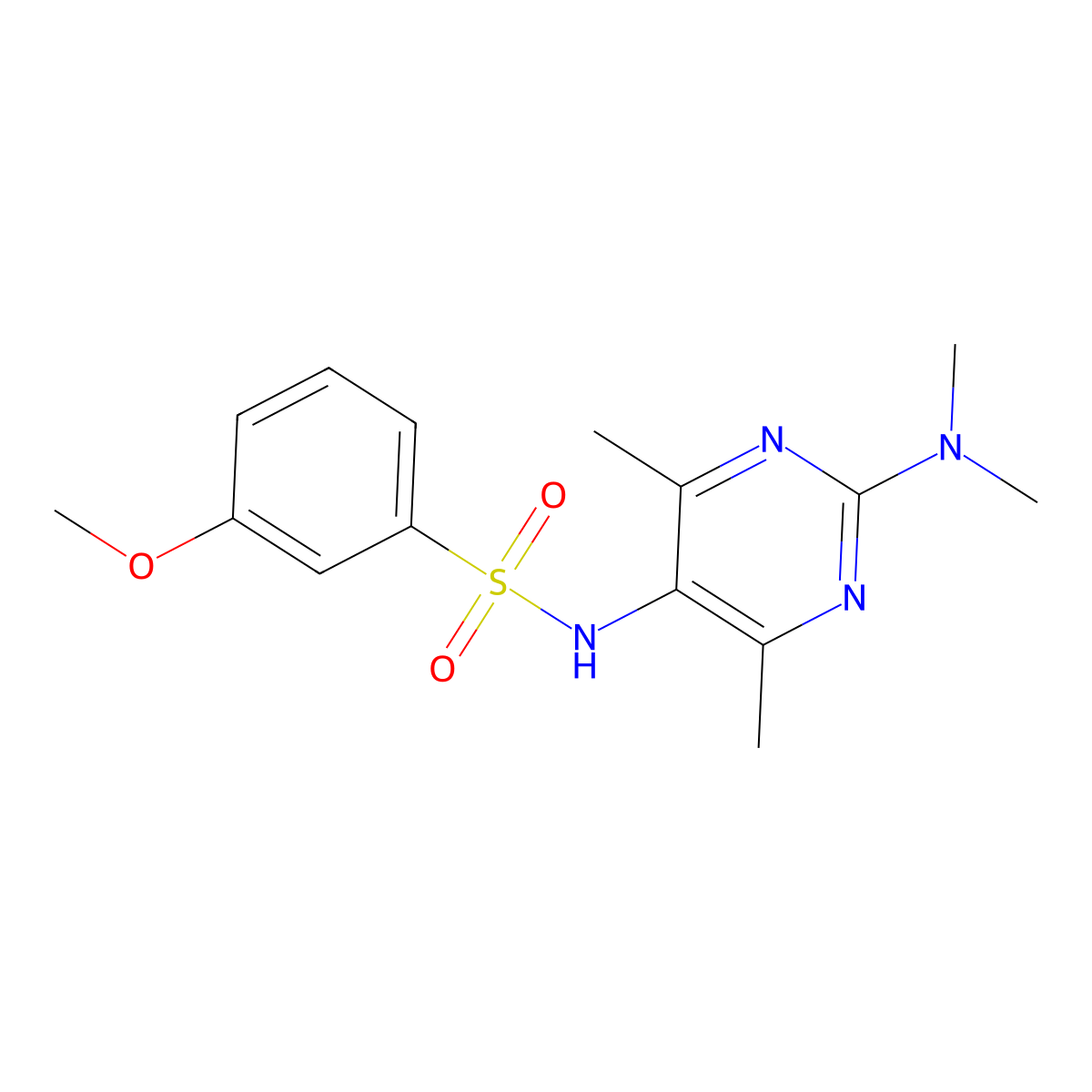N-(2-(dimethylamino)-4,6-dimethylpyrimidin-5-yl)-3-methoxybenzenesulfonamide molecular structure, CAS 1797650-95-3