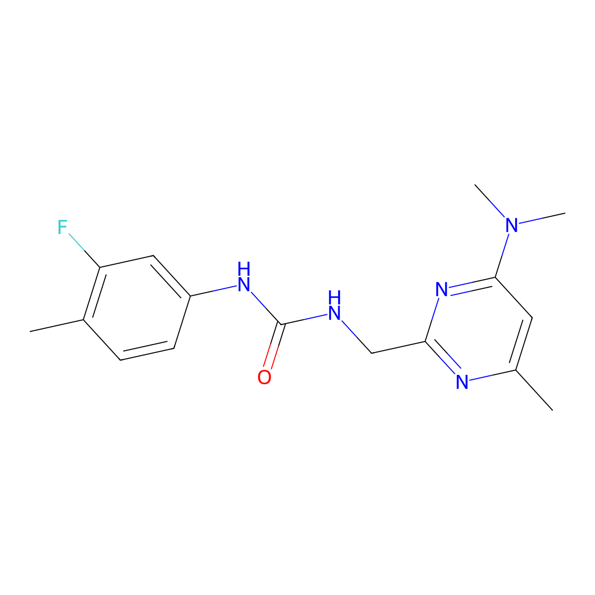 1-((4-(Dimethylamino)-6-methylpyrimidin-2-yl)methyl)-3-(3-fluoro-4-methylphenyl)urea molecular structure, CAS 1797655-23-2