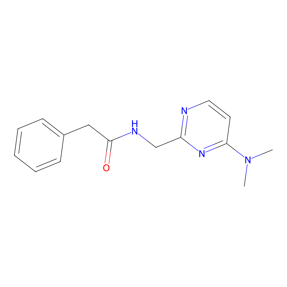 N-((4-(dimethylamino)pyrimidin-2-yl)methyl)-2-phenylacetamide molecular structure, CAS 1797655-51-6