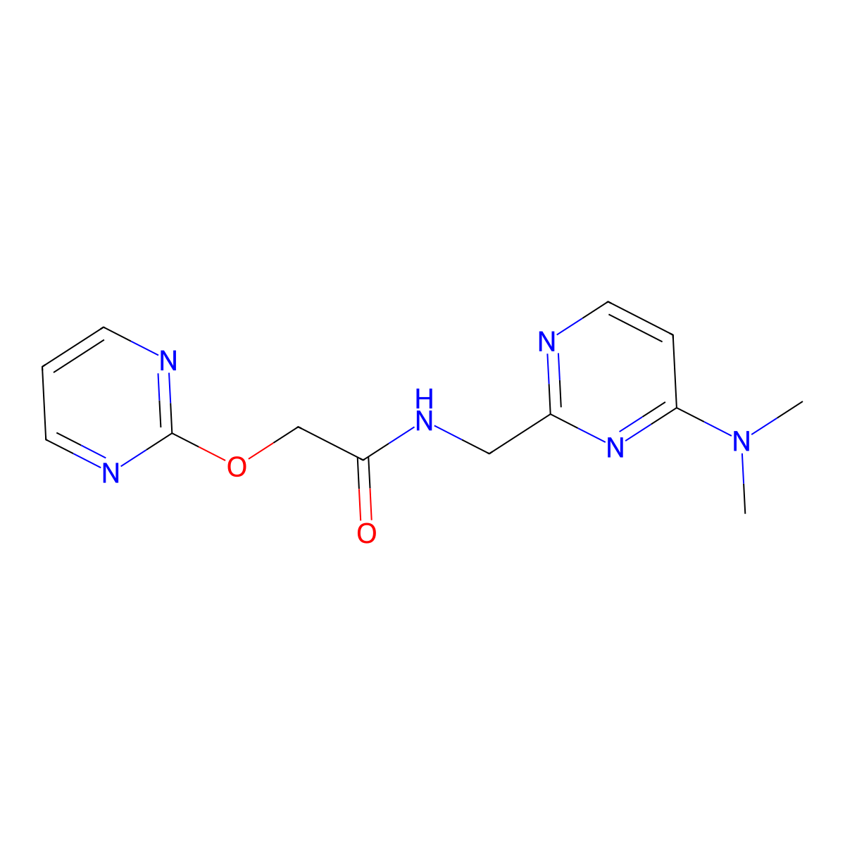 N-{[4-(dimethylamino)pyrimidin-2-yl]methyl}-2-(pyrimidin-2-yloxy)acetamide molecular structure, CAS 1797655-67-4