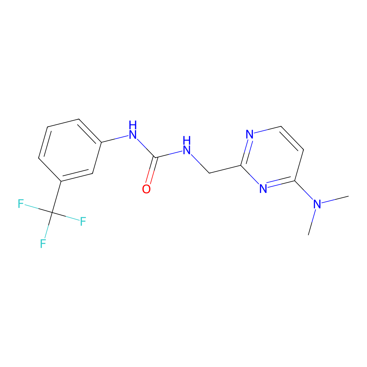 1-((4-(Dimethylamino)pyrimidin-2-yl)methyl)-3-(3-(trifluoromethyl)phenyl)urea molecular structure, CAS 1797655-73-2