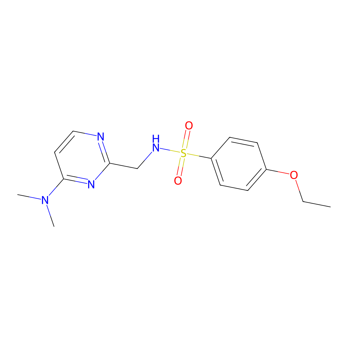 N-((4-(dimethylamino)pyrimidin-2-yl)methyl)-4-ethoxybenzenesulfonamide molecular structure, CAS 1797655-78-7