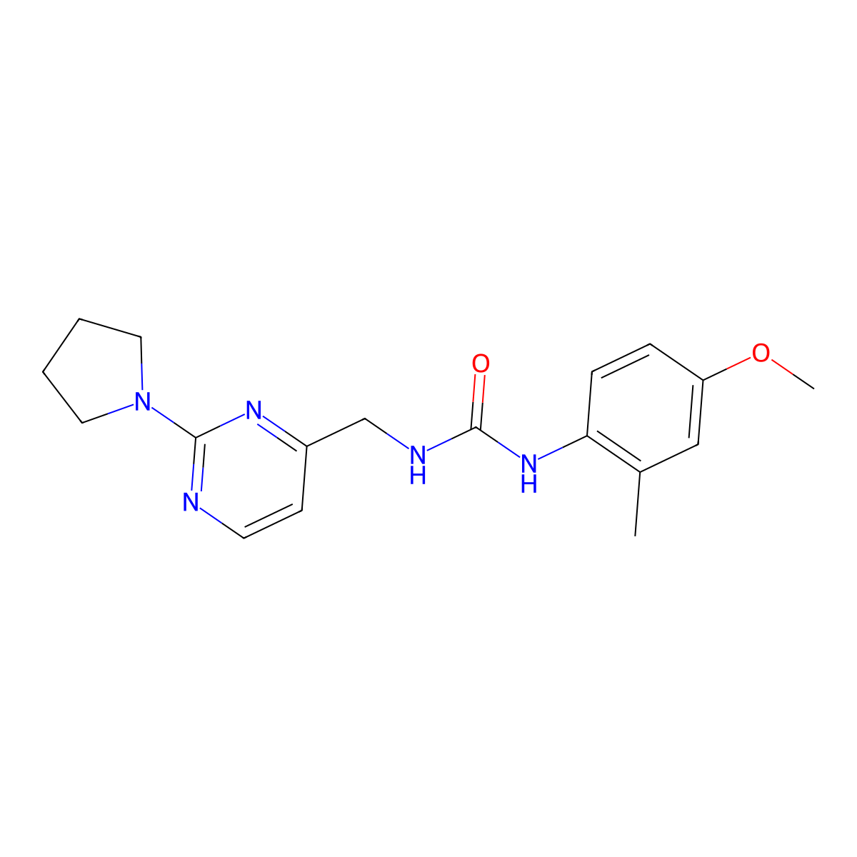 1-(4-Methoxy-2-methylphenyl)-3-{[2-(pyrrolidin-1-yl)pyrimidin-4-yl]methyl}urea molecular structure, CAS 1797656-29-1