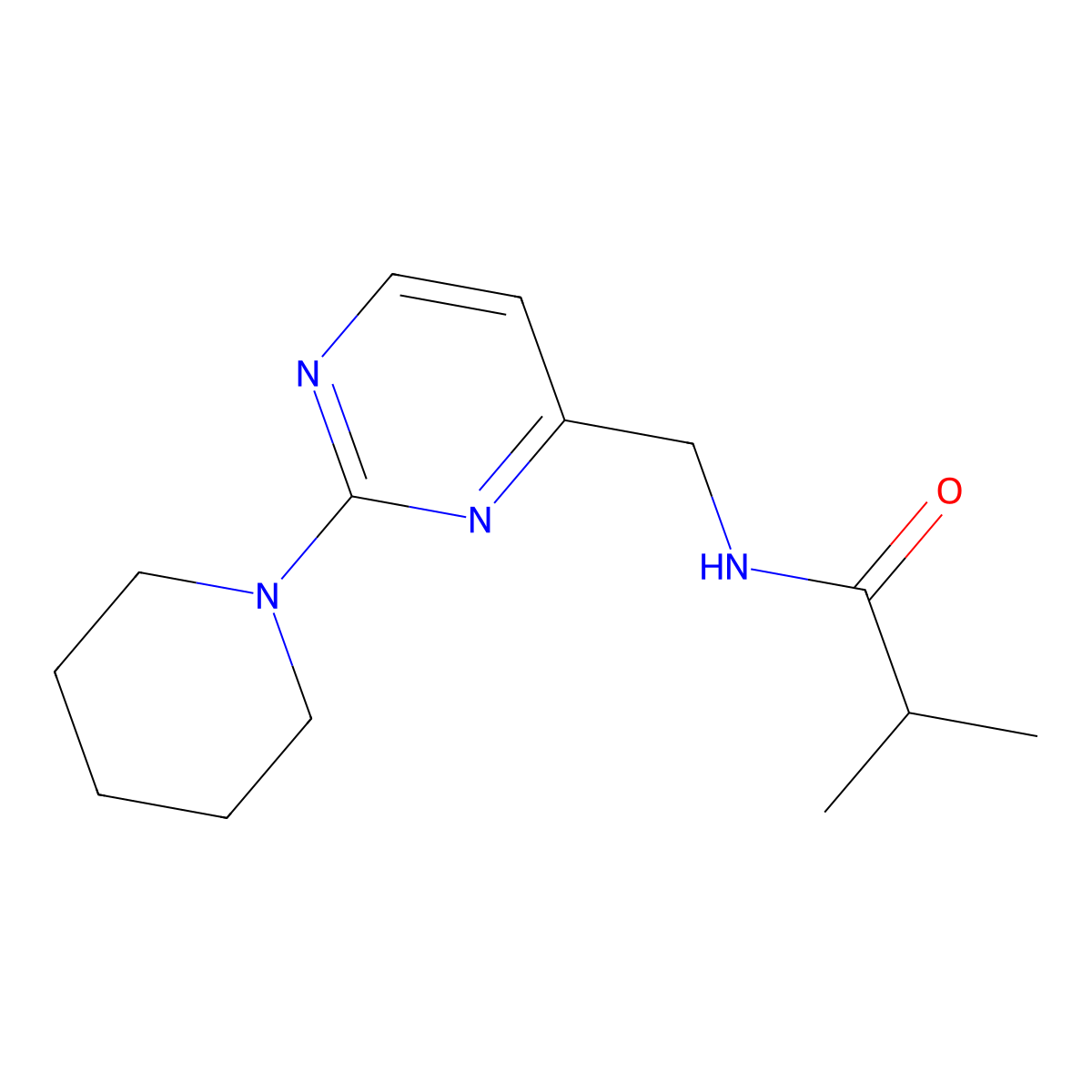 N-((2-(piperidin-1-yl)pyrimidin-4-yl)methyl)isobutyramide molecular structure, CAS 1797656-78-0