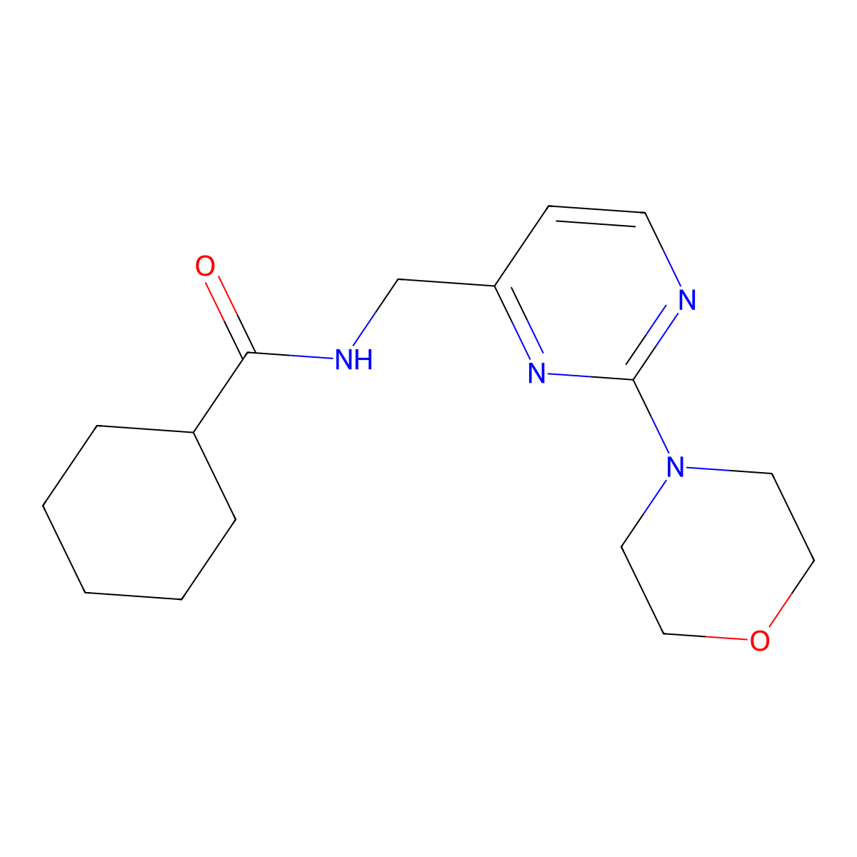 N-((2-morpholinopyrimidin-4-yl)methyl)cyclohexanecarboxamide molecular structure, CAS 1797656-90-6