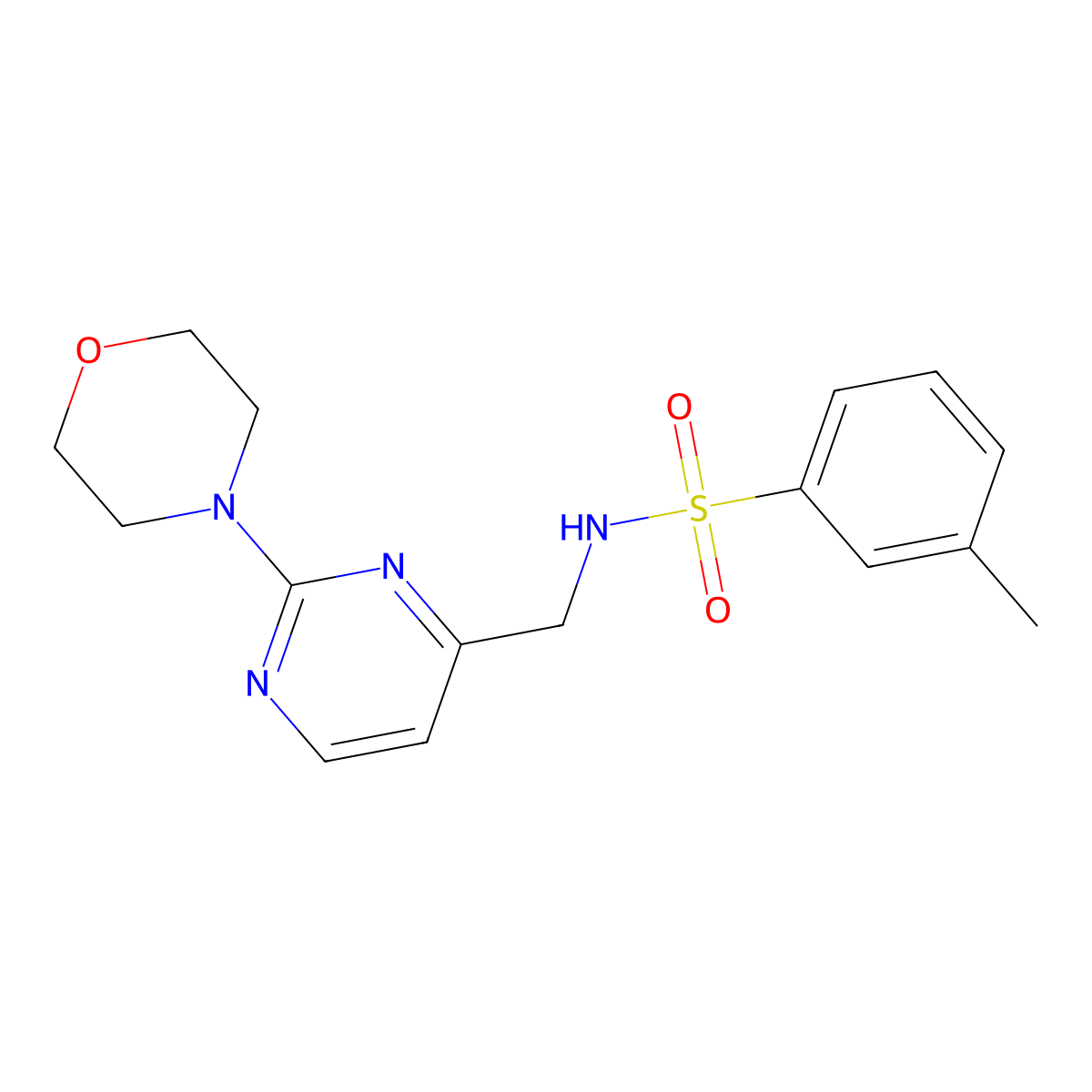 3-methyl-N-((2-morpholinopyrimidin-4-yl)methyl)benzenesulfonamide molecular structure, CAS 1797657-01-2