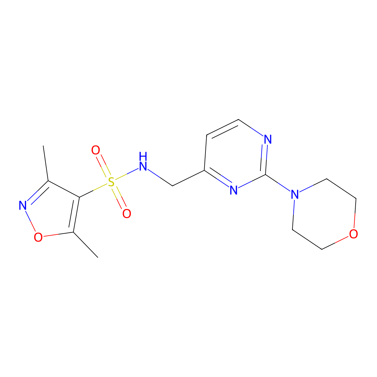 3,5-dimethyl-N-((2-morpholinopyrimidin-4-yl)methyl)isoxazole-4-sulfonamide molecular structure, CAS 1797657-10-3