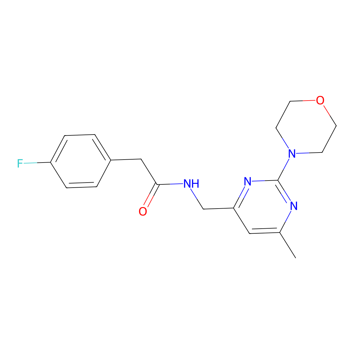 2-(4-fluorophenyl)-N-{[6-methyl-2-(morpholin-4-yl)pyrimidin-4-yl]methyl}acetamide molecular structure, CAS 1797657-17-0