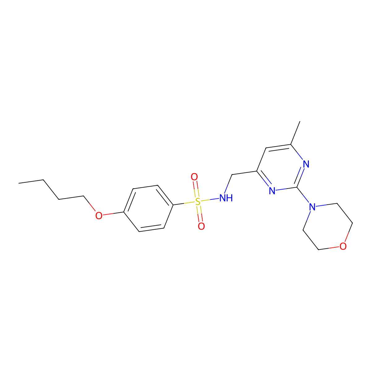 4-butoxy-N-((6-methyl-2-morpholinopyrimidin-4-yl)methyl)benzenesulfonamide molecular structure, CAS 1797657-24-9