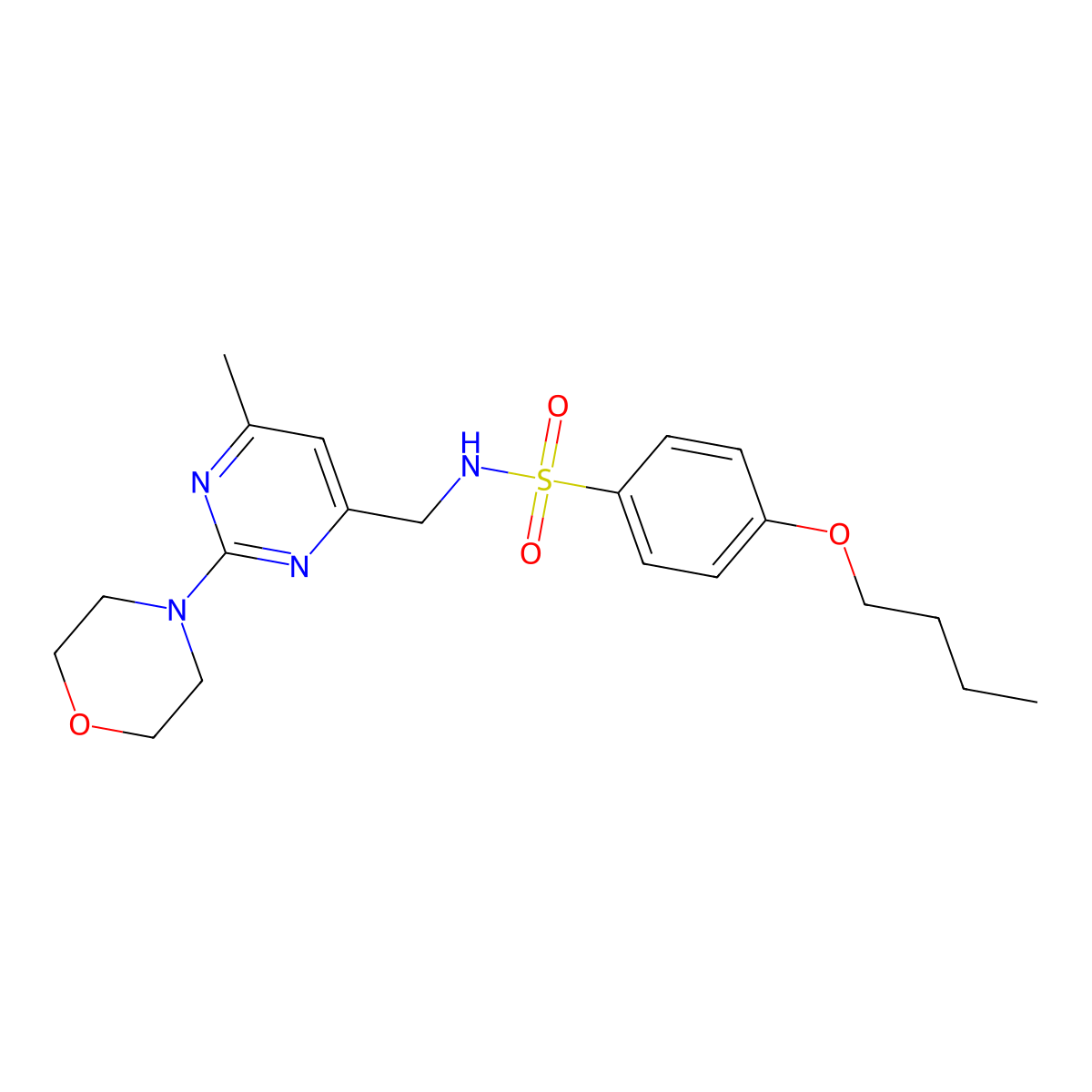 4-butoxy-N-((6-methyl-2-morpholinopyrimidin-4-yl)methyl)benzenesulfonamide molecular structure, CAS 1797657-24-9