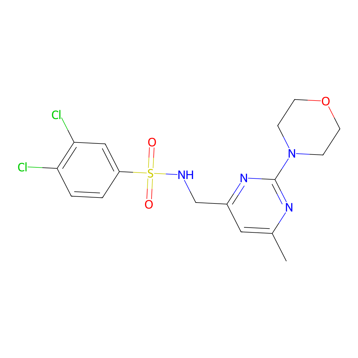 3,4-dichloro-N-((6-methyl-2-morpholinopyrimidin-4-yl)methyl)benzenesulfonamide molecular structure, CAS 1797657-31-8