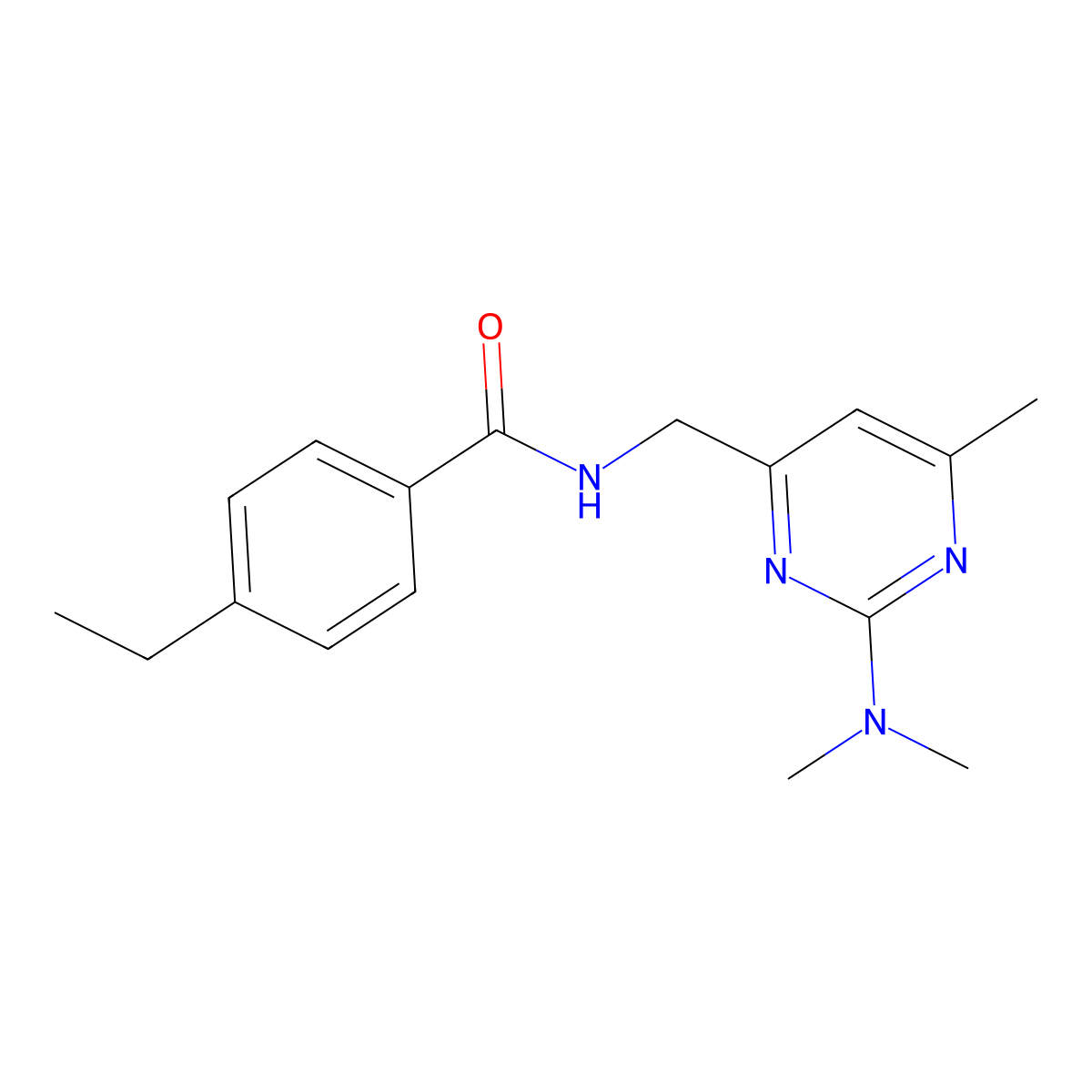 N-{[2-(dimethylamino)-6-methylpyrimidin-4-yl]methyl}-4-ethylbenzamide molecular structure, CAS 1797657-61-4