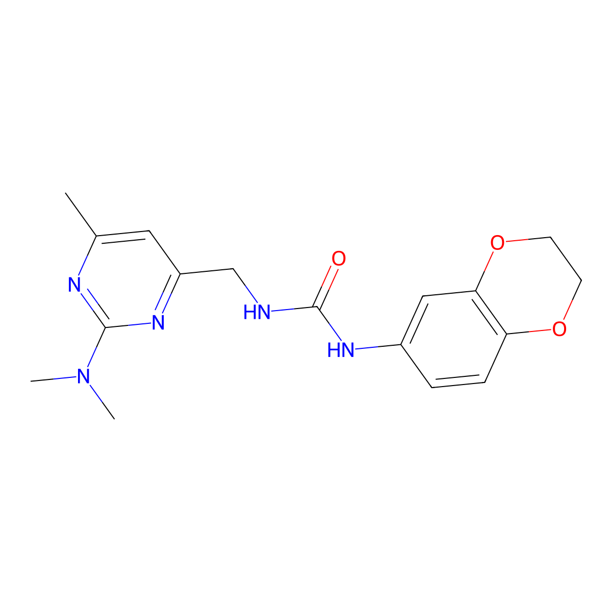 1-(2,3-Dihydrobenzo[b][1,4]dioxin-6-yl)-3-((2-(dimethylamino)-6-methylpyrimidin-4-yl)methyl)urea molecular structure, CAS 1797657-70-5