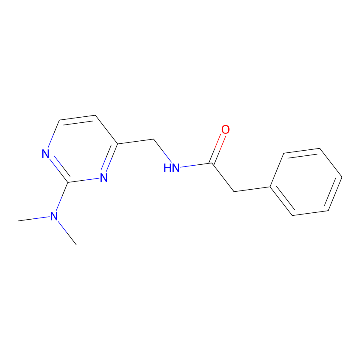 N-((2-(dimethylamino)pyrimidin-4-yl)methyl)-2-phenylacetamide molecular structure, CAS 1797657-79-4