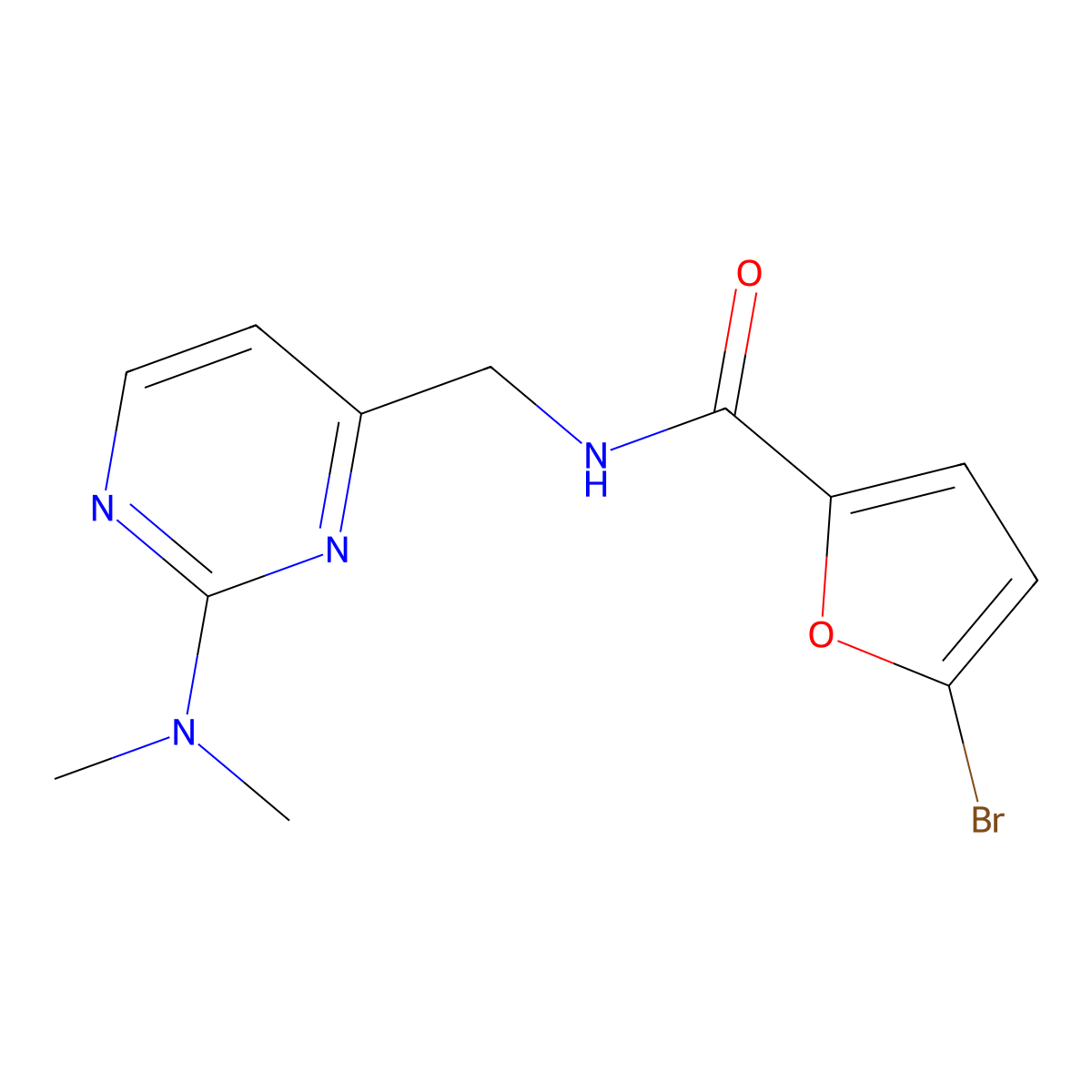 5-bromo-N-{[2-(dimethylamino)pyrimidin-4-yl]methyl}furan-2-carboxamide molecular structure, CAS 1797658-03-7