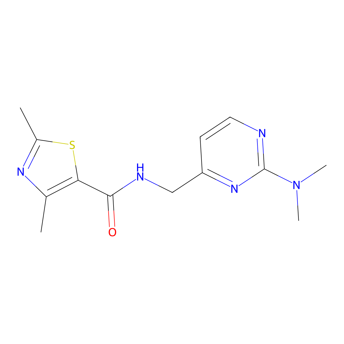 N-{[2-(dimethylamino)pyrimidin-4-yl]methyl}-2,4-dimethyl-1,3-thiazole-5-carboxamide molecular structure, CAS 1797658-12-8