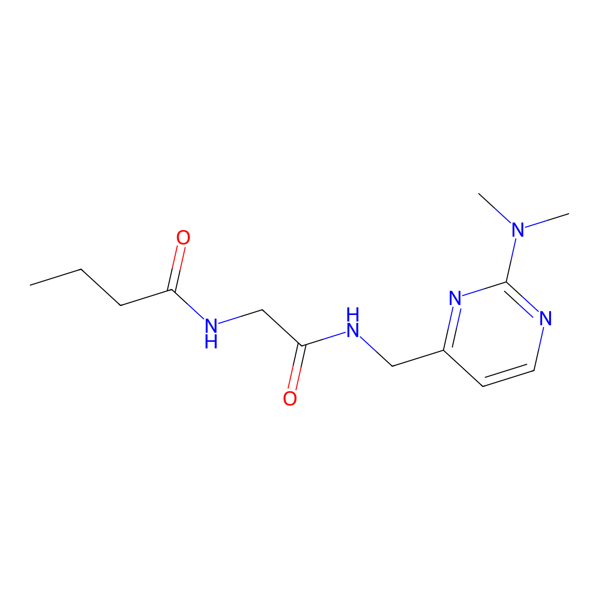 N-(2-(((2-(dimethylamino)pyrimidin-4-yl)methyl)amino)-2-oxoethyl)butyramide molecular structure, CAS 1797658-21-9
