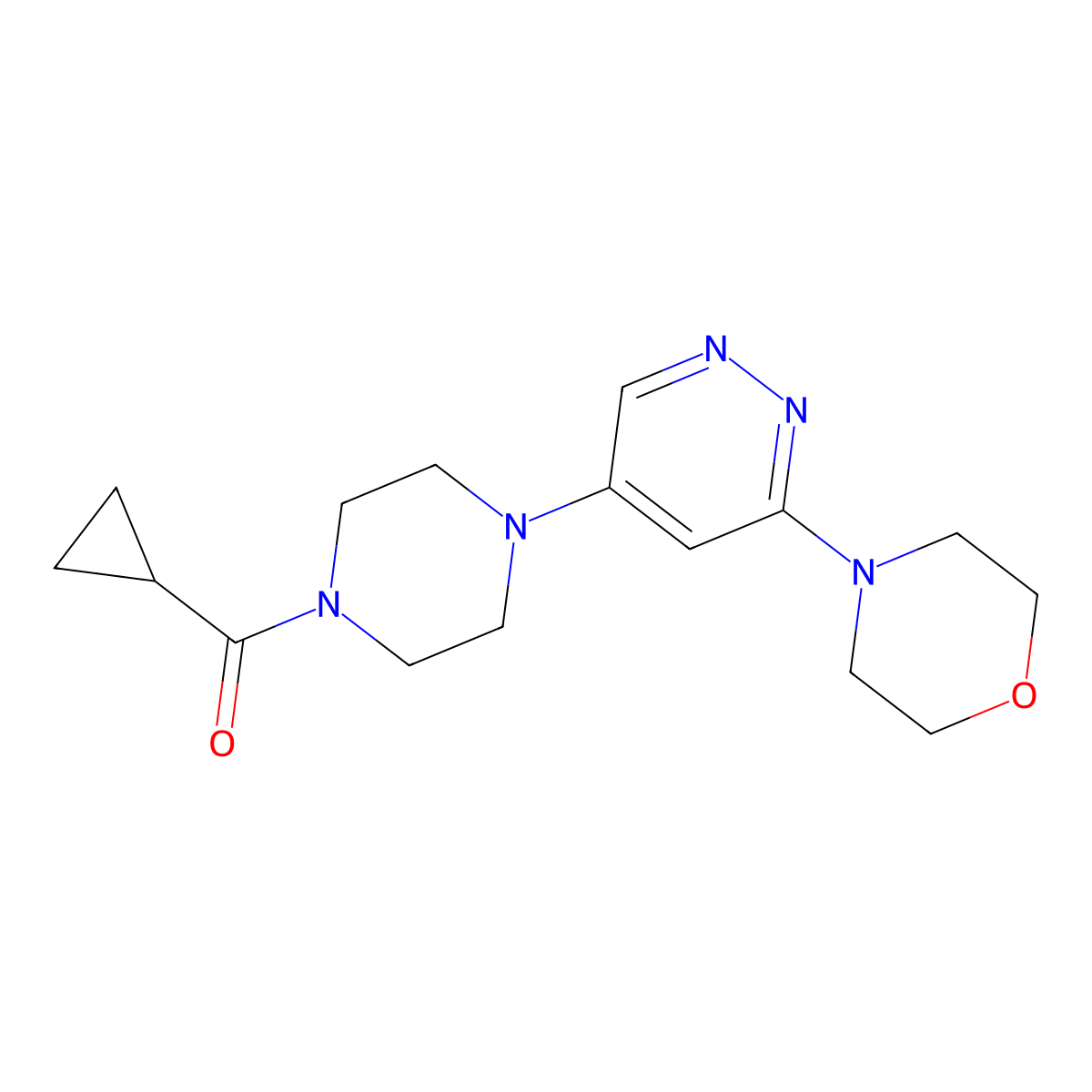 Cyclopropyl(4-(6-morpholinopyridazin-4-yl)piperazin-1-yl)methanone molecular structure, CAS 1797658-36-6