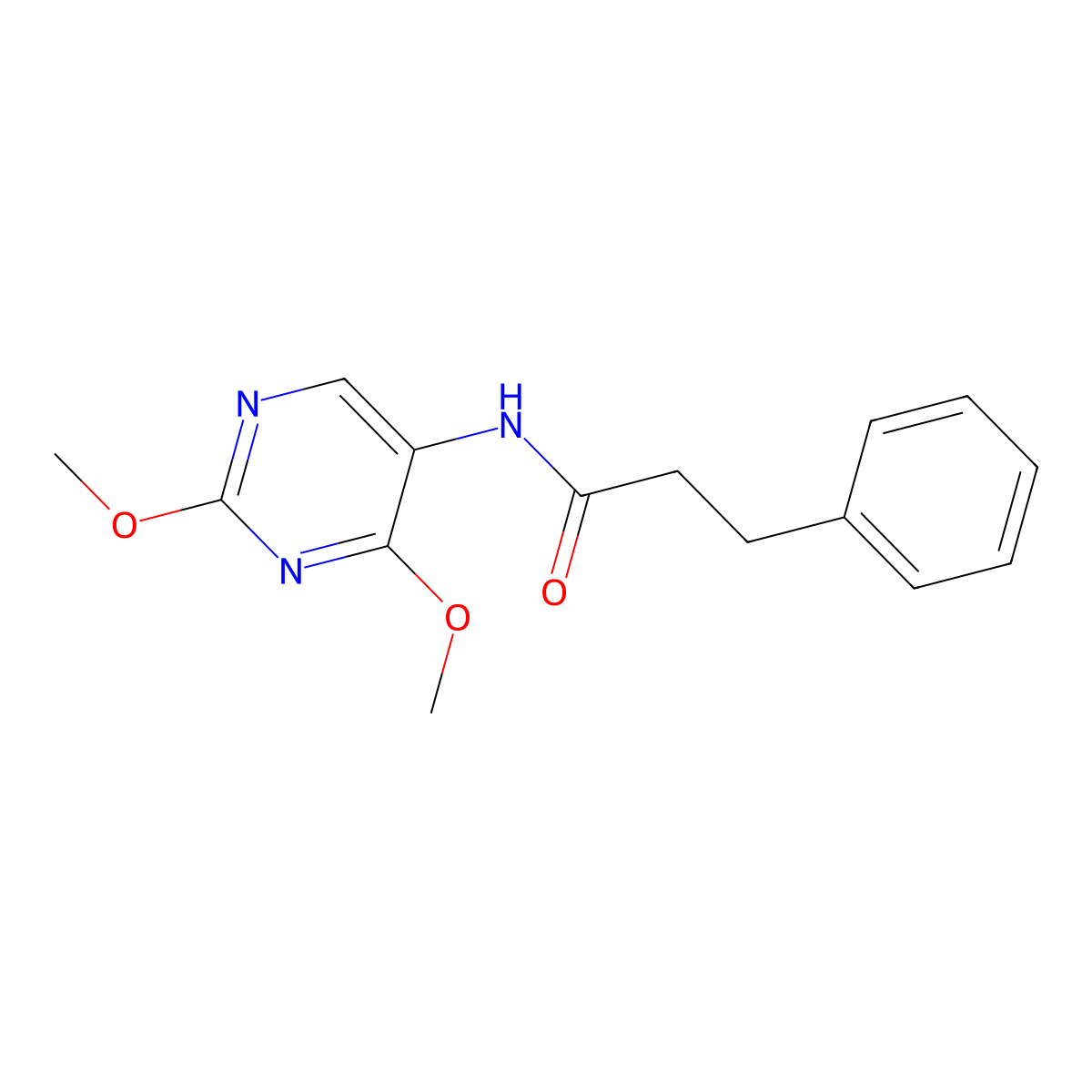 N-(2,4-dimethoxypyrimidin-5-yl)-3-phenylpropanamide molecular structure, CAS 1797658-88-8