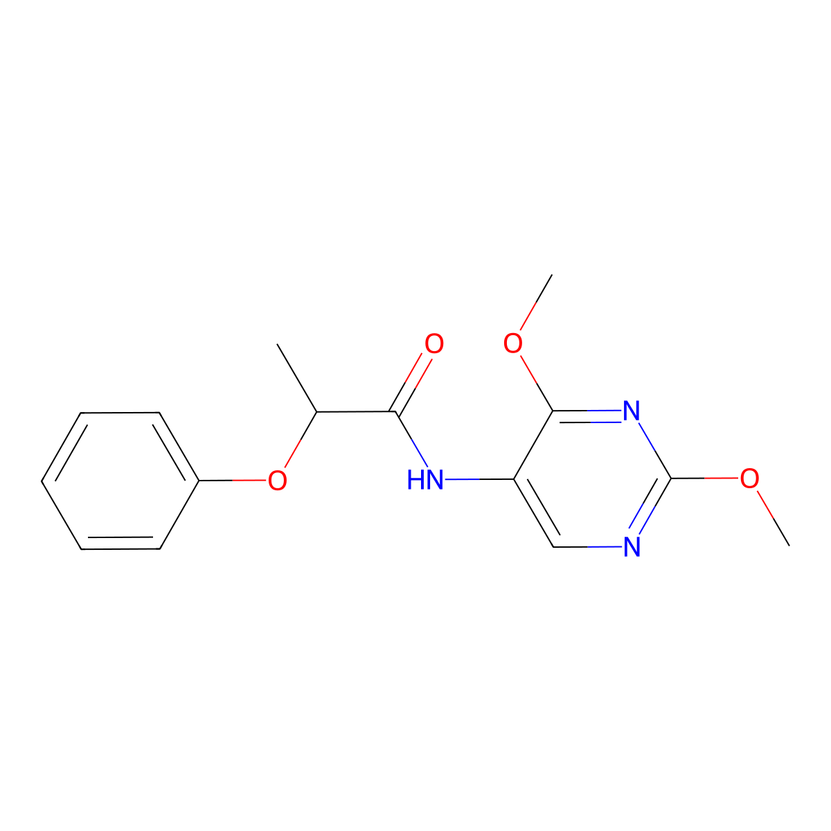 N-(2,4-dimethoxypyrimidin-5-yl)-2-phenoxypropanamide molecular structure, CAS 1797658-97-9