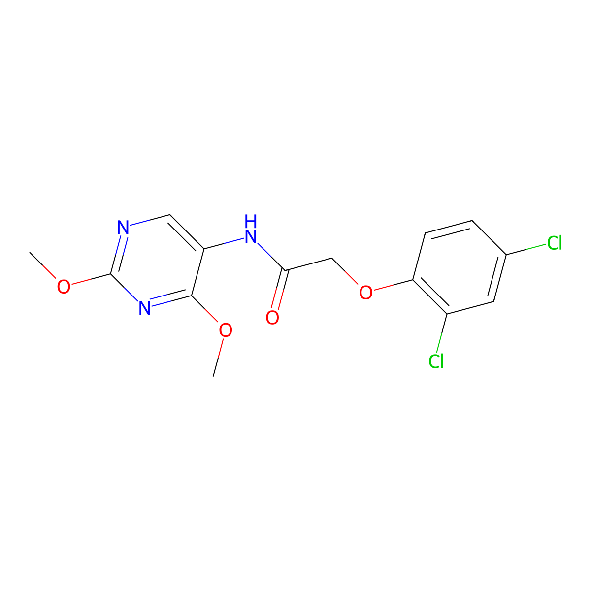 2-(2,4-dichlorophenoxy)-N-(2,4-dimethoxypyrimidin-5-yl)acetamide molecular structure, CAS 1797659-08-5