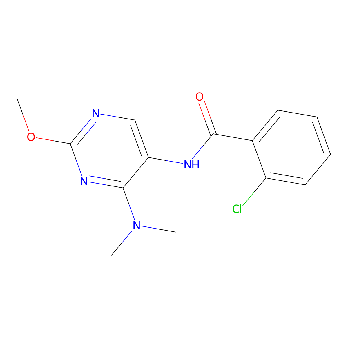 2-chloro-N-[4-(dimethylamino)-2-methoxypyrimidin-5-yl]benzamide molecular structure, CAS 1797659-47-2