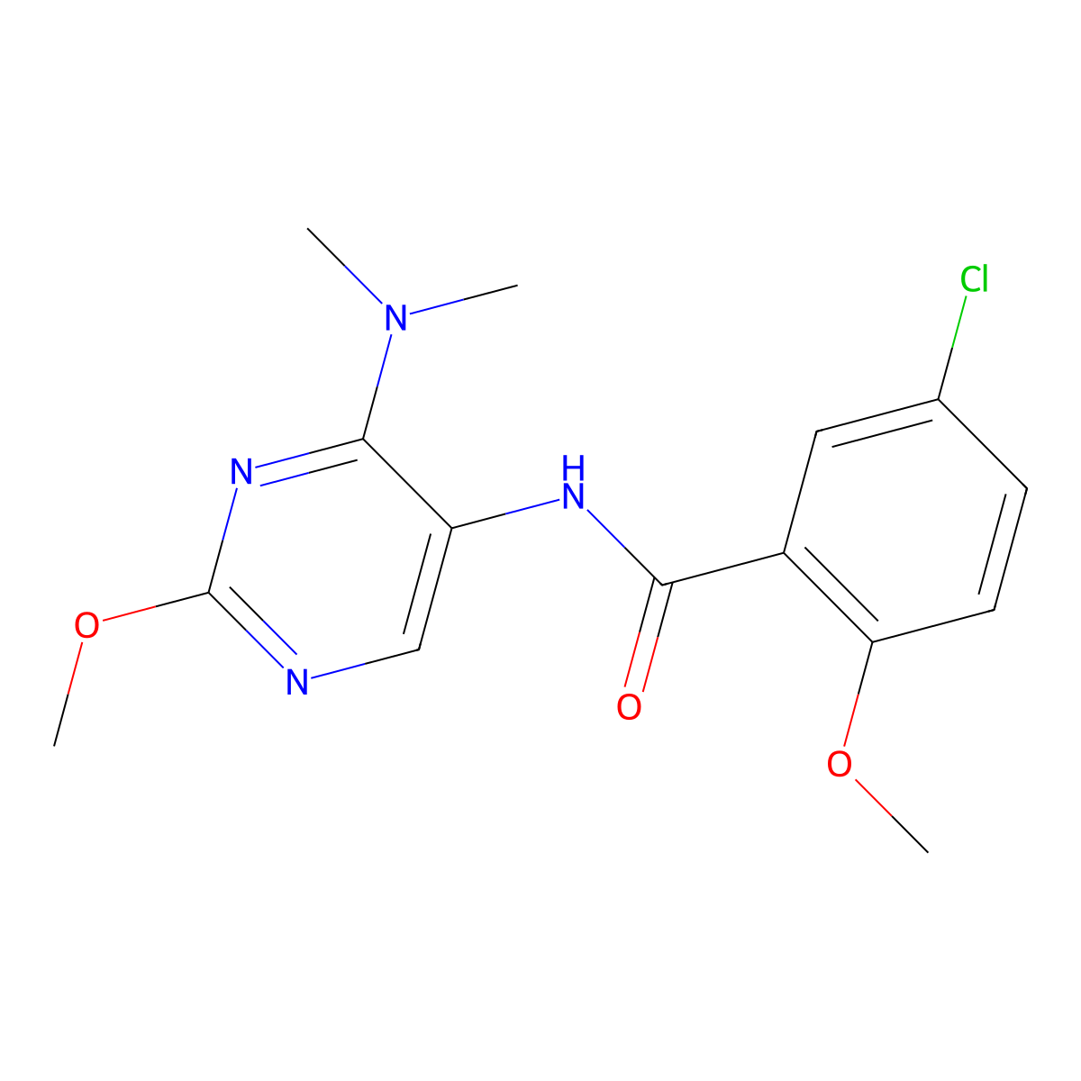 5-Chloro-N-[4-(dimethylamino)-2-methoxypyrimidin-5-YL]-2-methoxybenzamide molecular structure, CAS 1797659-63-2