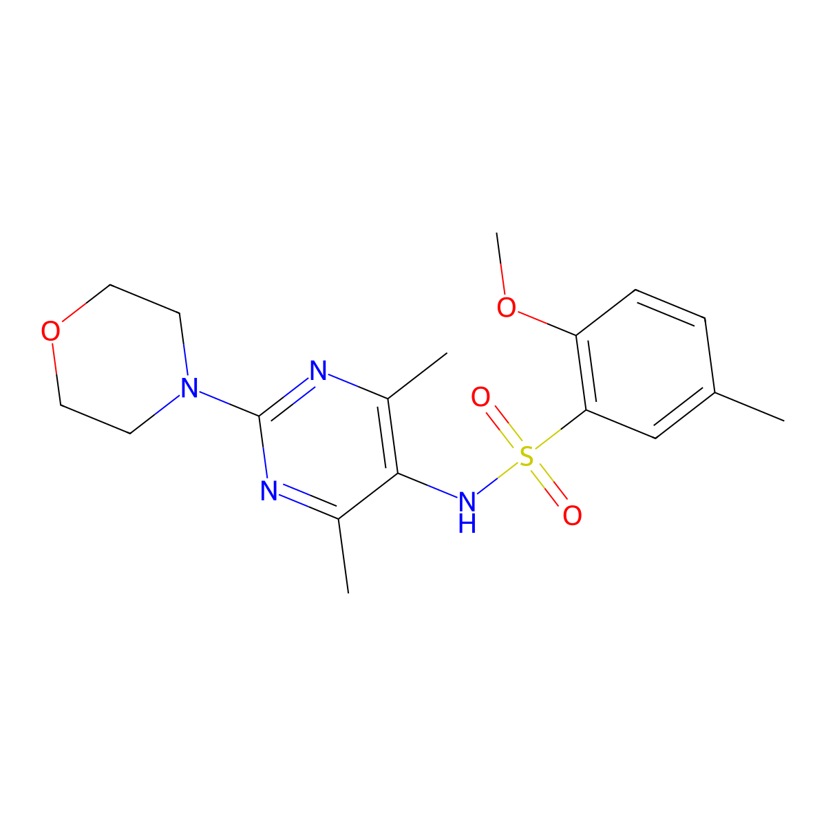 N-(4,6-dimethyl-2-morpholinopyrimidin-5-yl)-2-methoxy-5-methylbenzenesulfonamide molecular structure, CAS 1797659-69-8