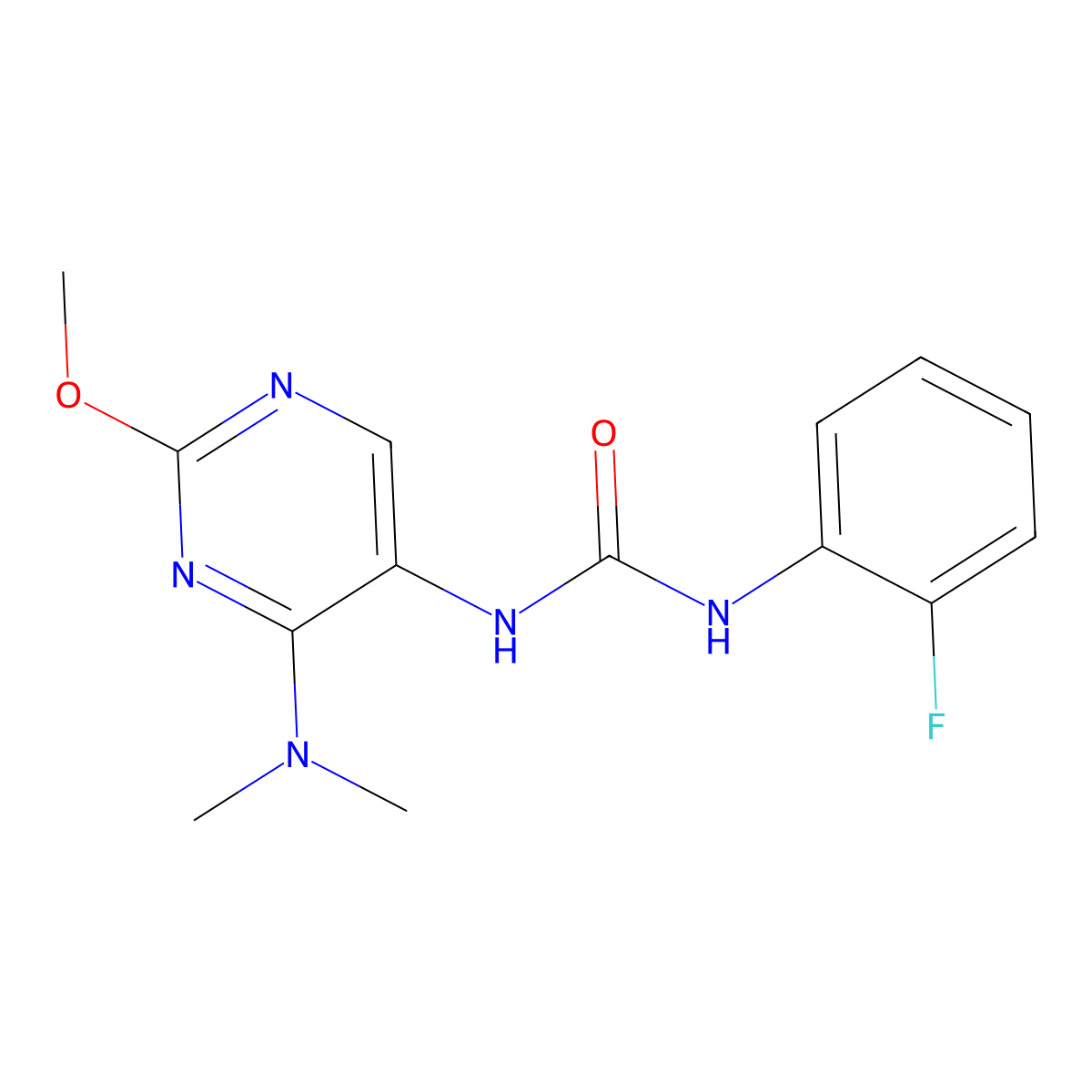 1-(4-(Dimethylamino)-2-methoxypyrimidin-5-yl)-3-(2-fluorophenyl)urea molecular structure, CAS 1797659-74-5