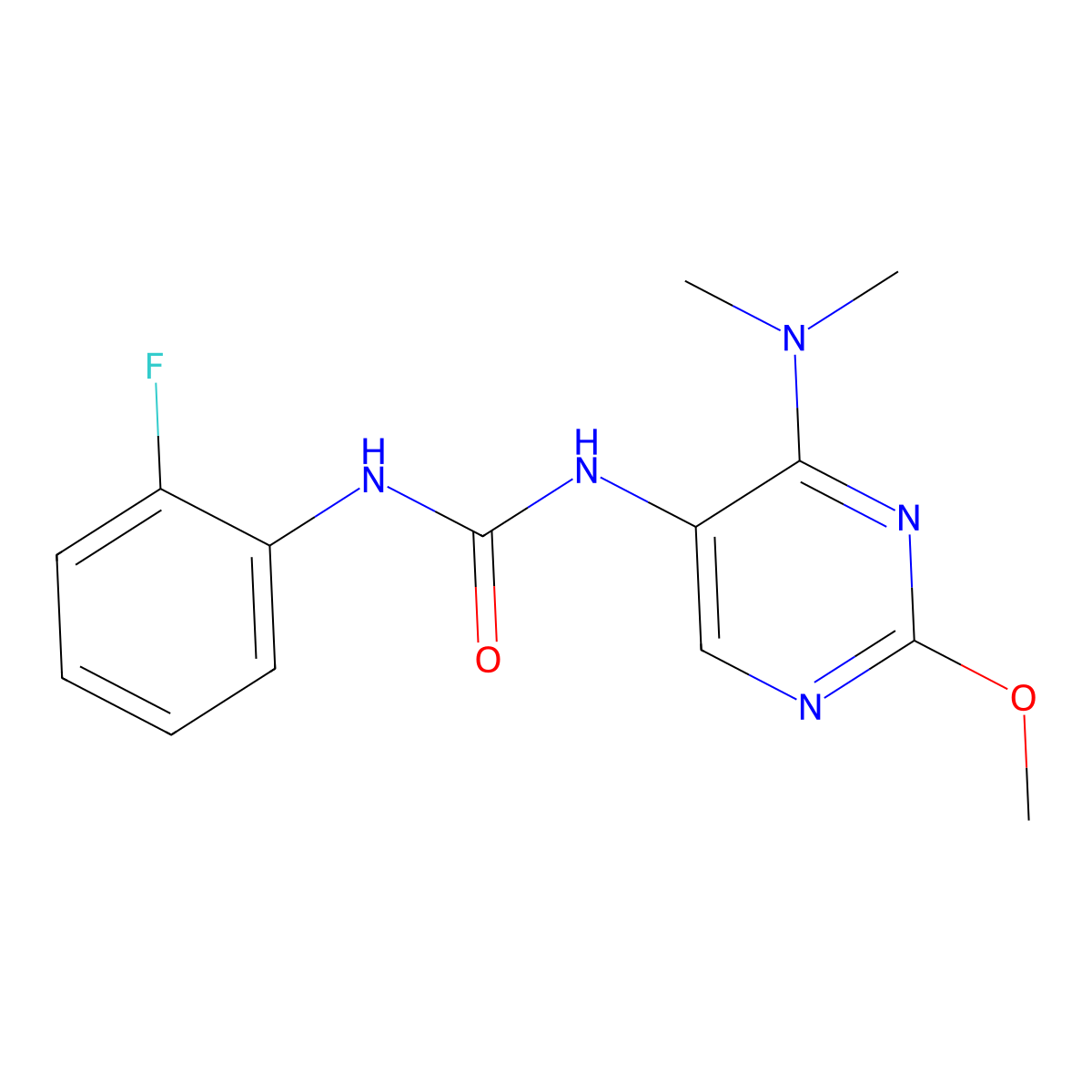 1-(4-(Dimethylamino)-2-methoxypyrimidin-5-yl)-3-(2-fluorophenyl)urea molecular structure, CAS 1797659-74-5