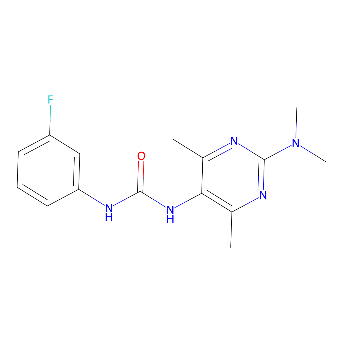 1-(2-(Dimethylamino)-4,6-dimethylpyrimidin-5-yl)-3-(3-fluorophenyl)urea molecular structure, CAS 1797659-76-7