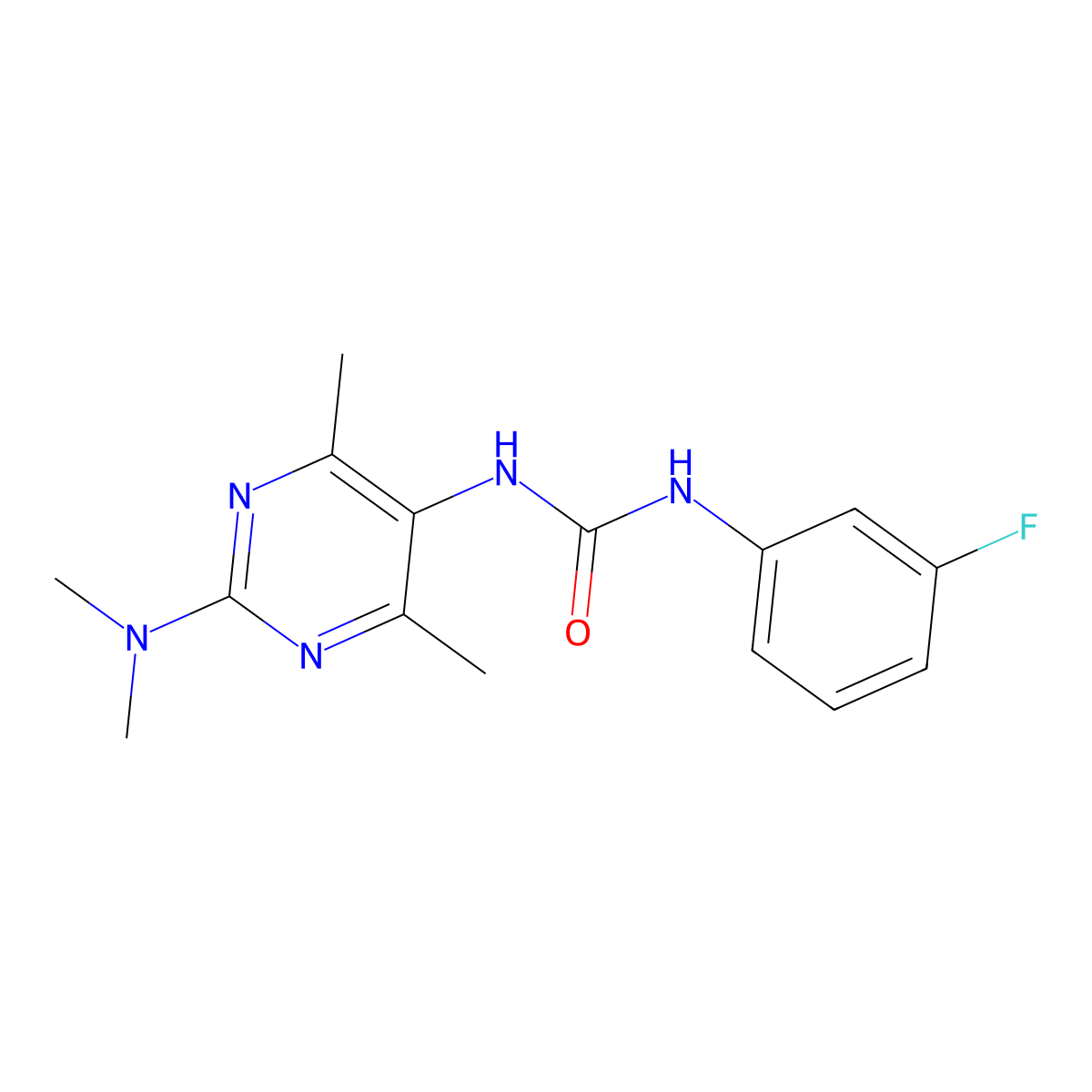 1-(2-(Dimethylamino)-4,6-dimethylpyrimidin-5-yl)-3-(3-fluorophenyl)urea molecular structure, CAS 1797659-76-7