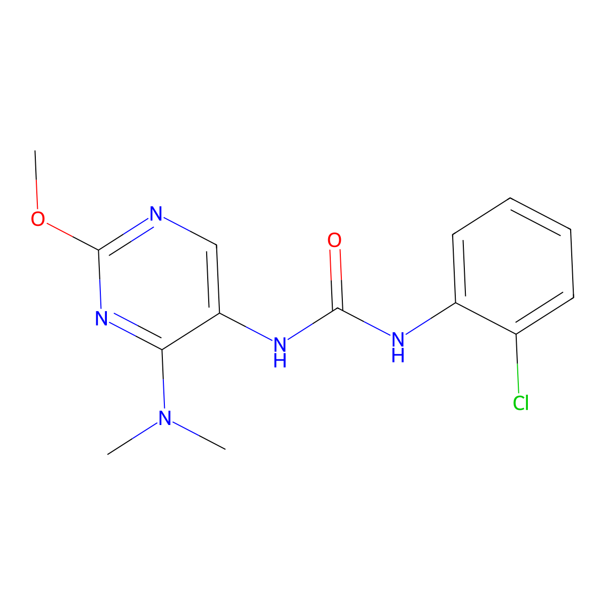 1-(2-Chlorophenyl)-3-(4-(dimethylamino)-2-methoxypyrimidin-5-yl)urea molecular structure, CAS 1797659-87-0