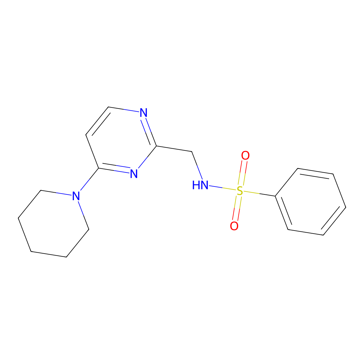 N-((4-(piperidin-1-yl)pyrimidin-2-yl)methyl)benzenesulfonamide molecular structure, CAS 1797660-58-2