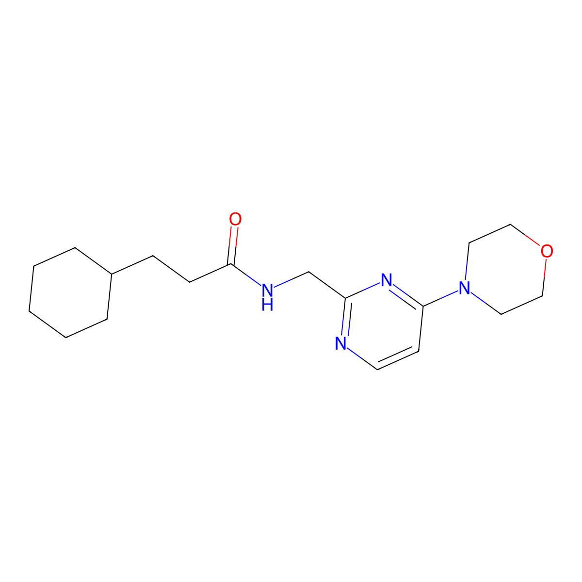 3-cyclohexyl-N-((4-morpholinopyrimidin-2-yl)methyl)propanamide molecular structure, CAS 1797660-84-4