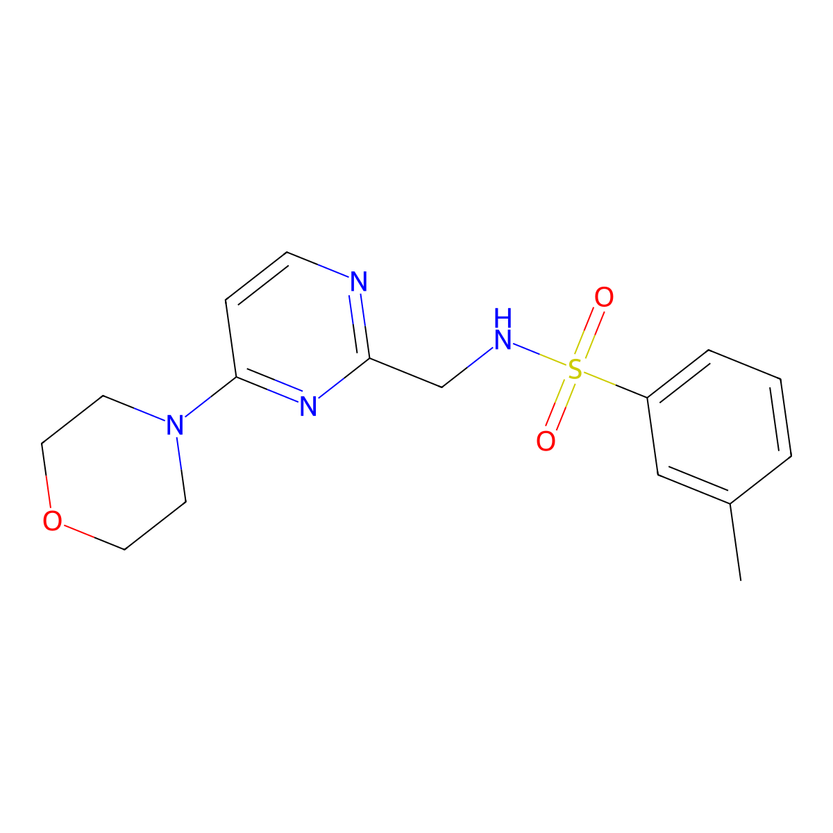 3-methyl-N-((4-morpholinopyrimidin-2-yl)methyl)benzenesulfonamide molecular structure, CAS 1797661-05-2