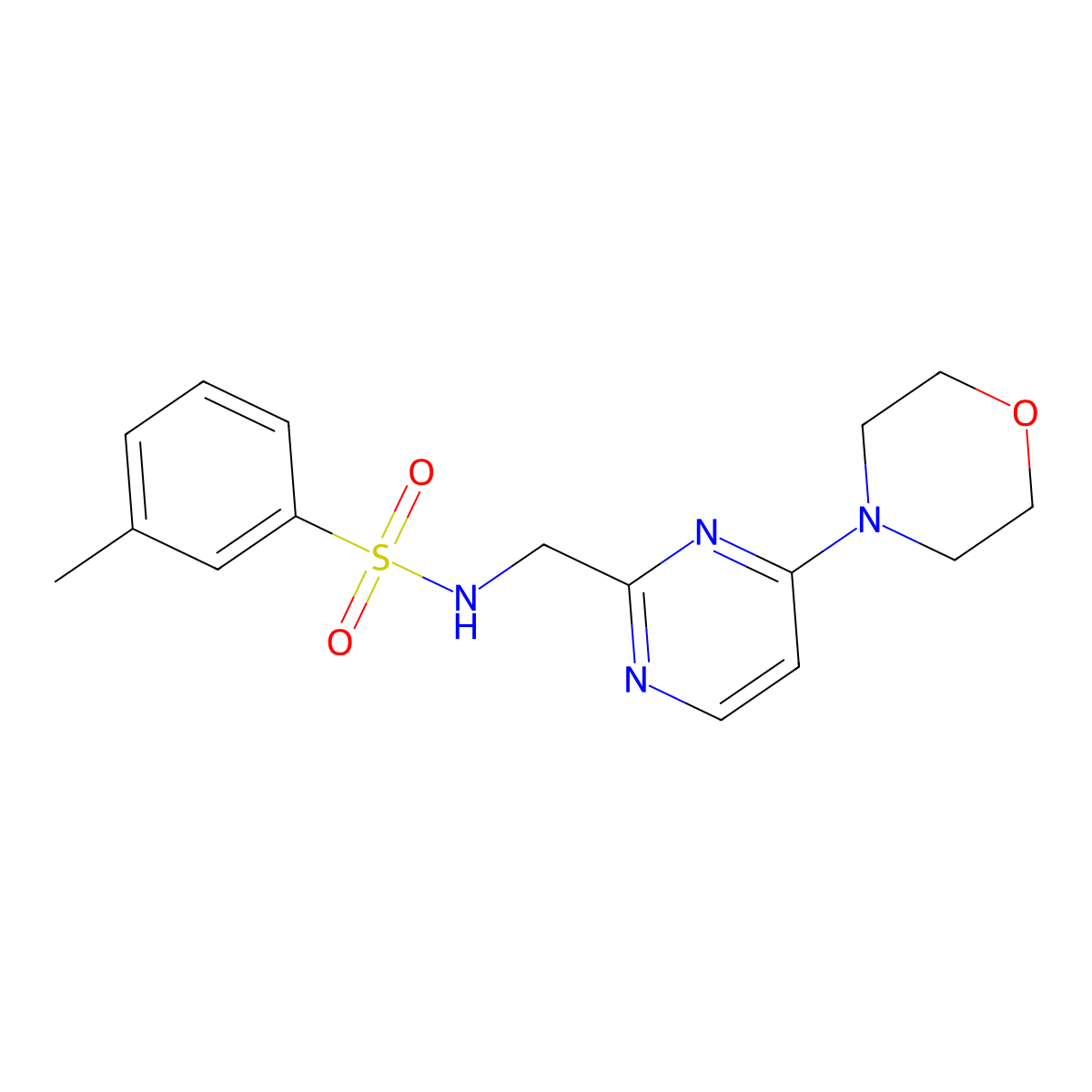 3-methyl-N-((4-morpholinopyrimidin-2-yl)methyl)benzenesulfonamide molecular structure, CAS 1797661-05-2