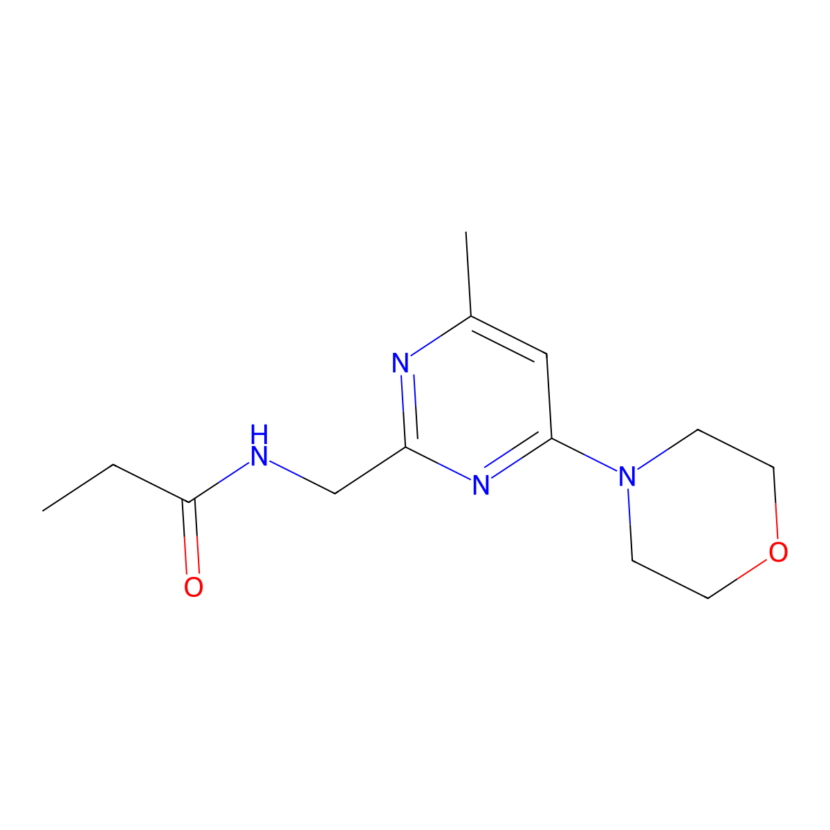 N-((4-methyl-6-morpholinopyrimidin-2-yl)methyl)propionamide molecular structure, CAS 1797661-57-4