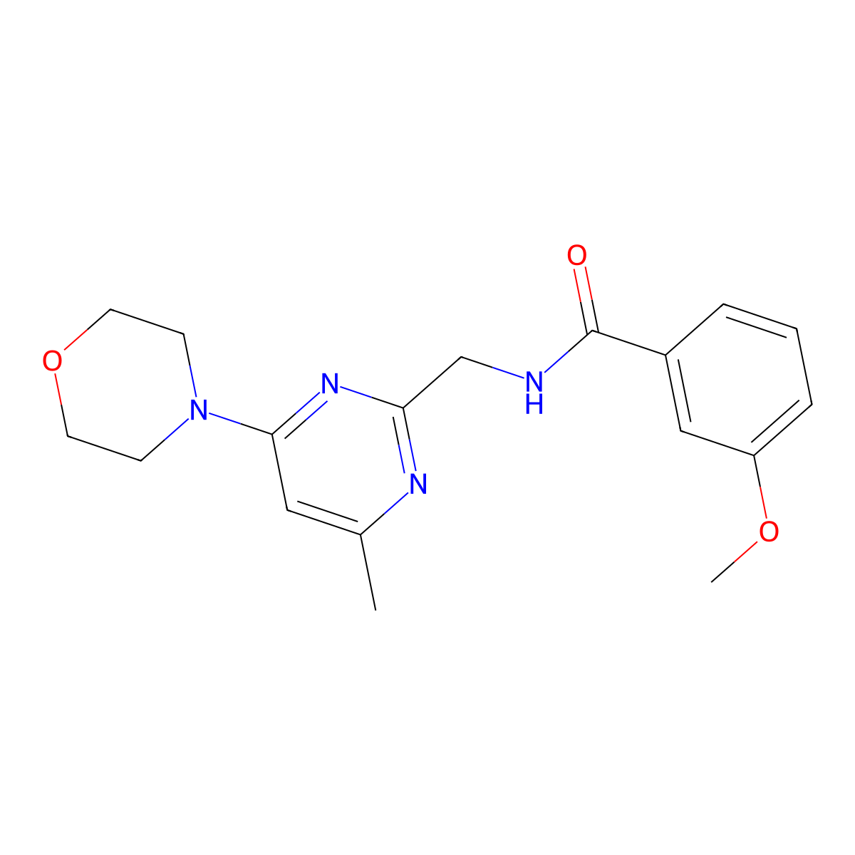 3-methoxy-N-((4-methyl-6-morpholinopyrimidin-2-yl)methyl)benzamide molecular structure, CAS 1797661-64-3