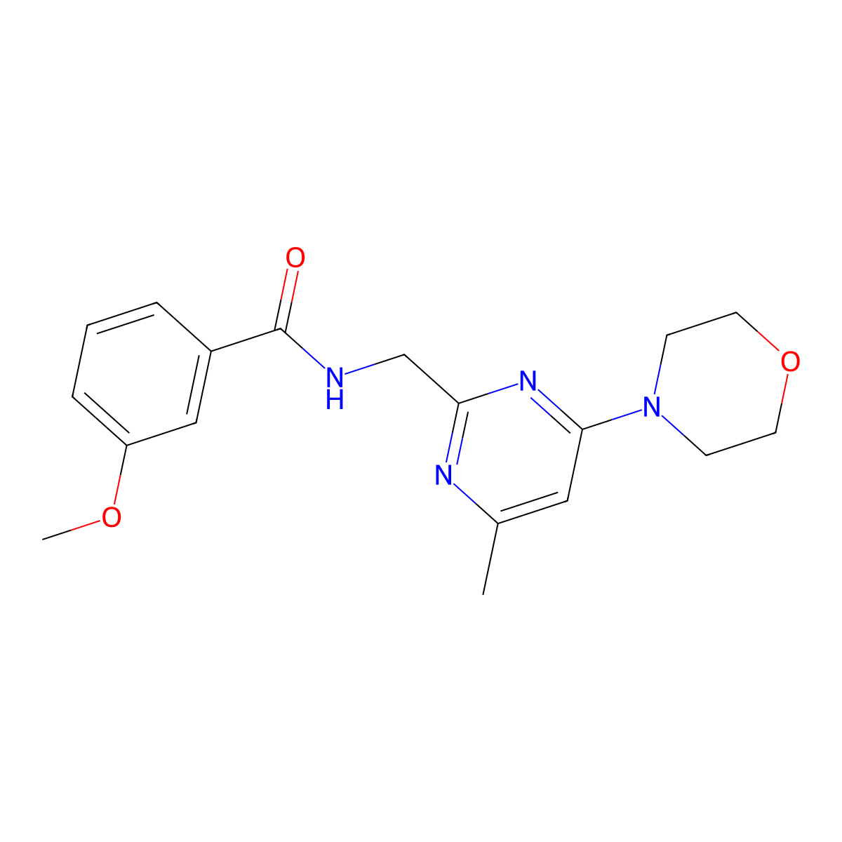 3-methoxy-N-((4-methyl-6-morpholinopyrimidin-2-yl)methyl)benzamide molecular structure, CAS 1797661-64-3