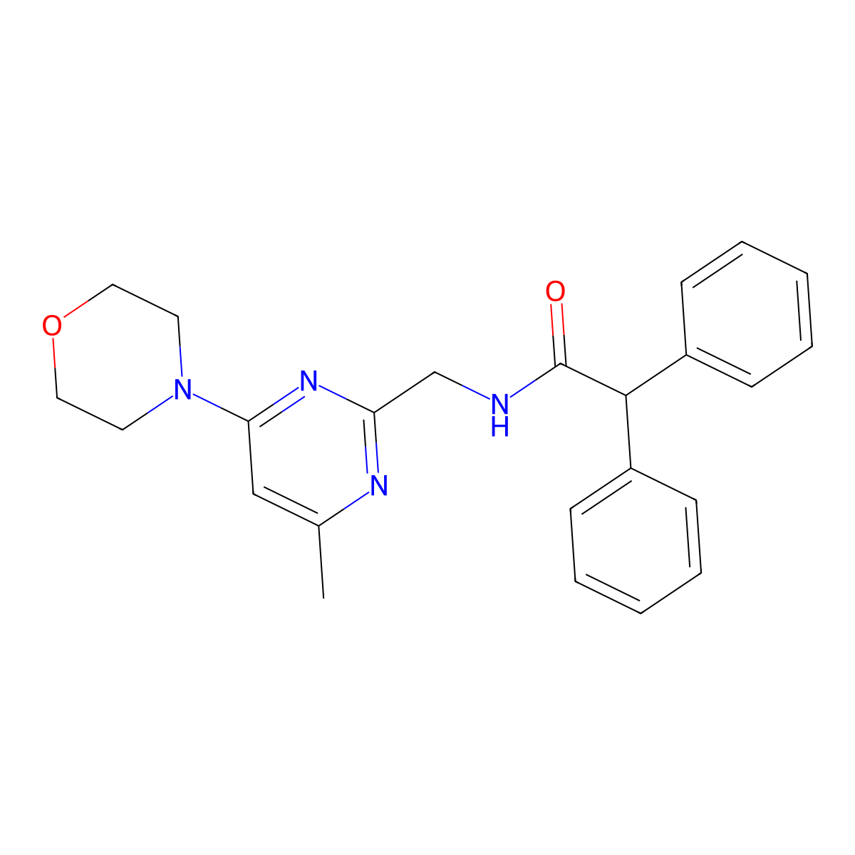 N-((4-methyl-6-morpholinopyrimidin-2-yl)methyl)-2,2-diphenylacetamide molecular structure, CAS 1797661-86-9