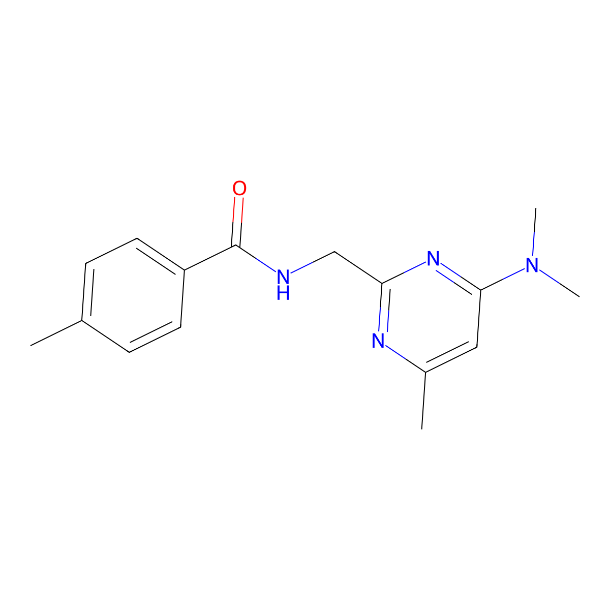 N-{[4-(dimethylamino)-6-methylpyrimidin-2-yl]methyl}-4-methylbenzamide molecular structure, CAS 1797662-25-9