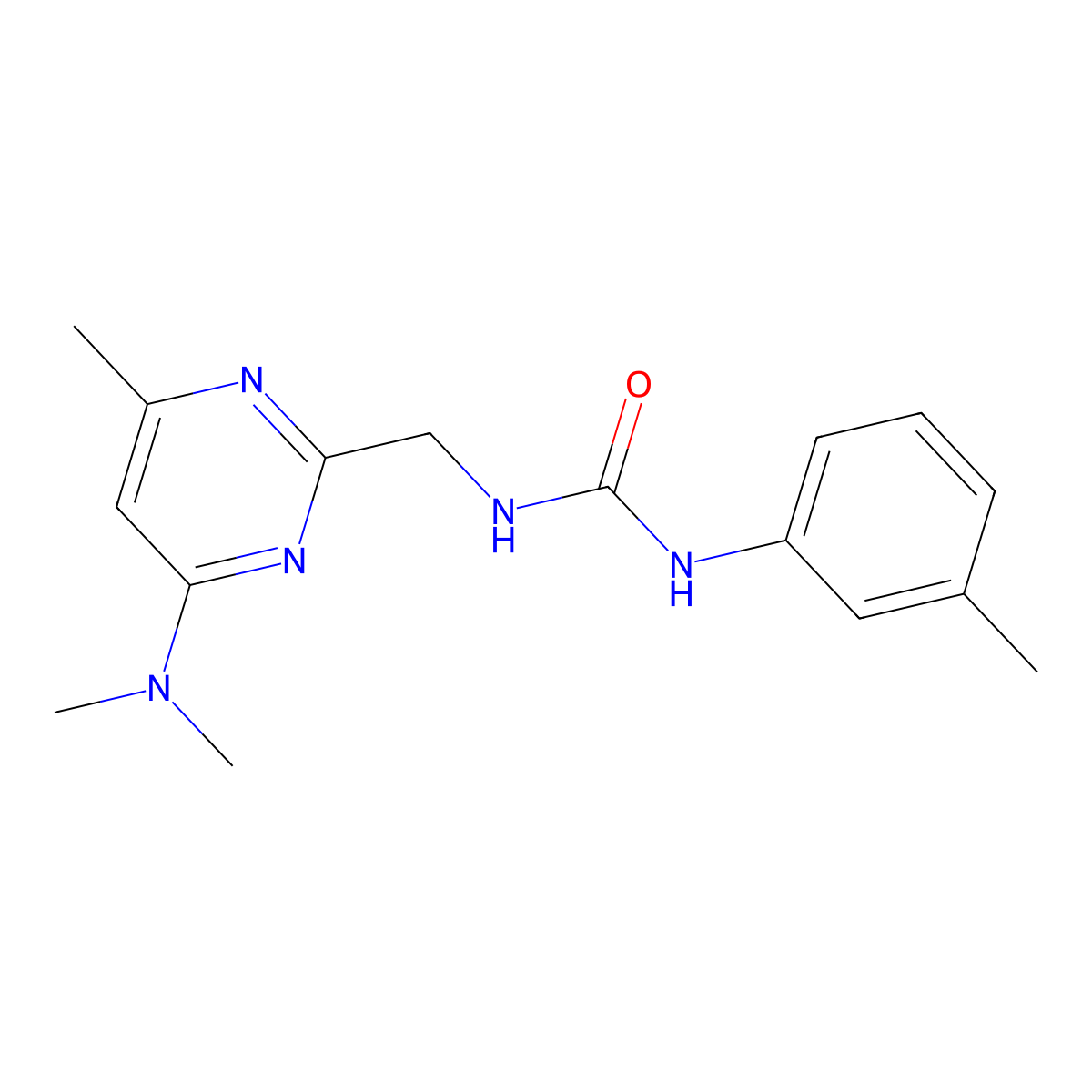1-((4-(Dimethylamino)-6-methylpyrimidin-2-yl)methyl)-3-(m-tolyl)urea molecular structure, CAS 1797662-75-9