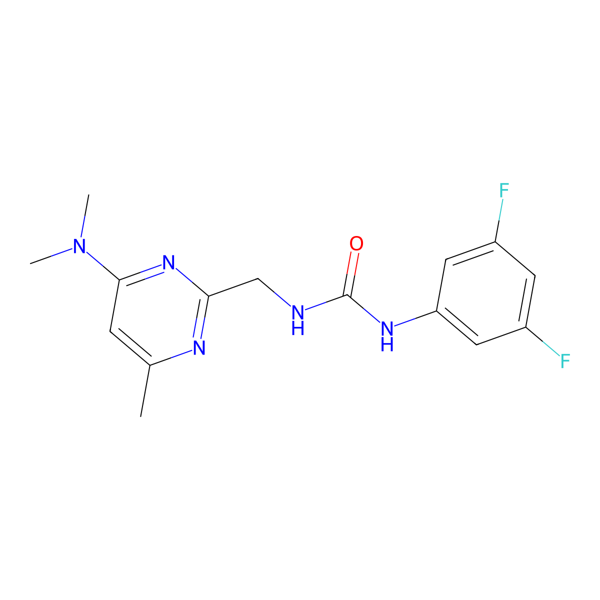 1-(3,5-Difluorophenyl)-3-{[4-(dimethylamino)-6-methylpyrimidin-2-yl]methyl}urea molecular structure, CAS 1797662-82-8