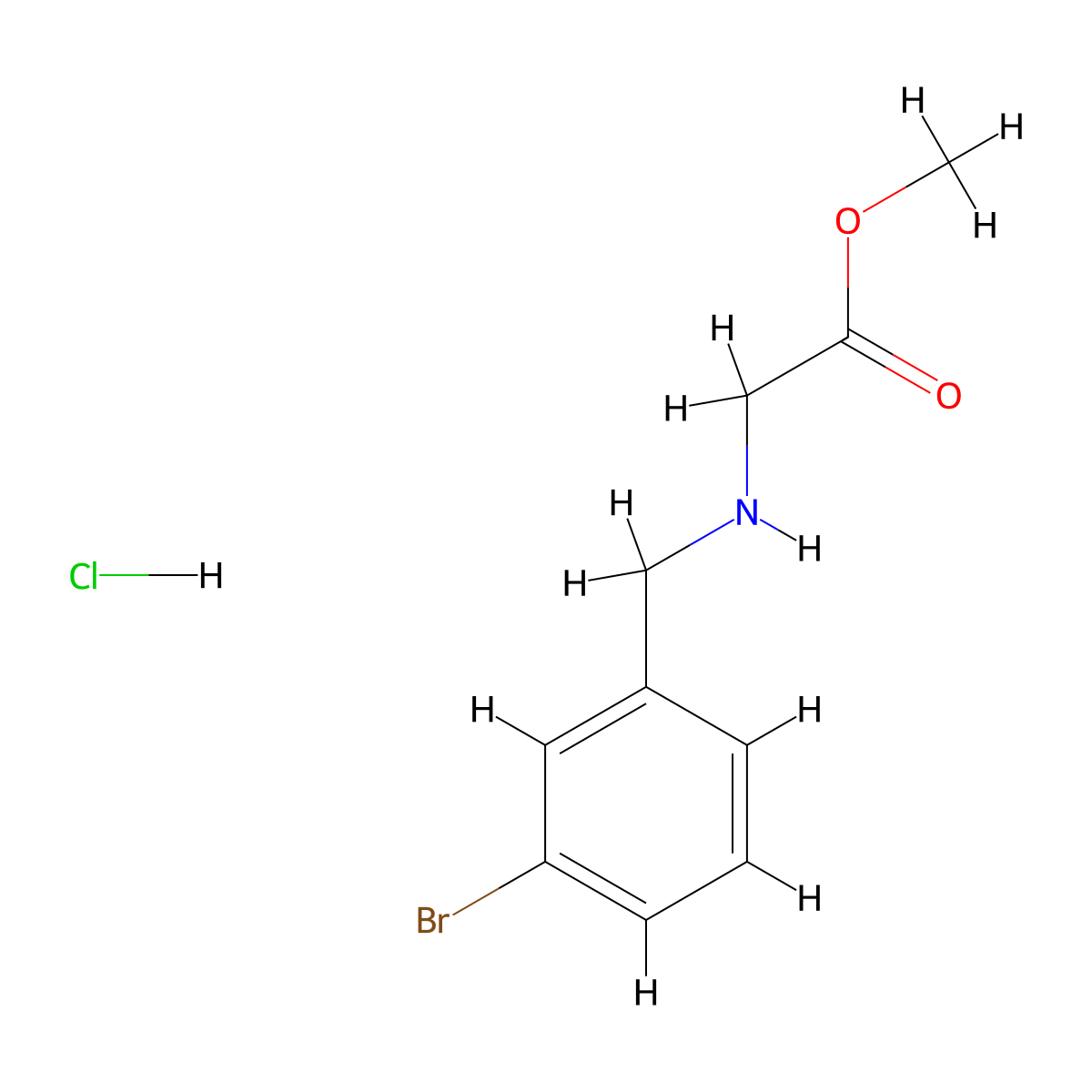 Methyl 2-{[(3-bromophenyl)methyl]amino}acetate hydrochloride molecular structure, CAS 1797668-24-6