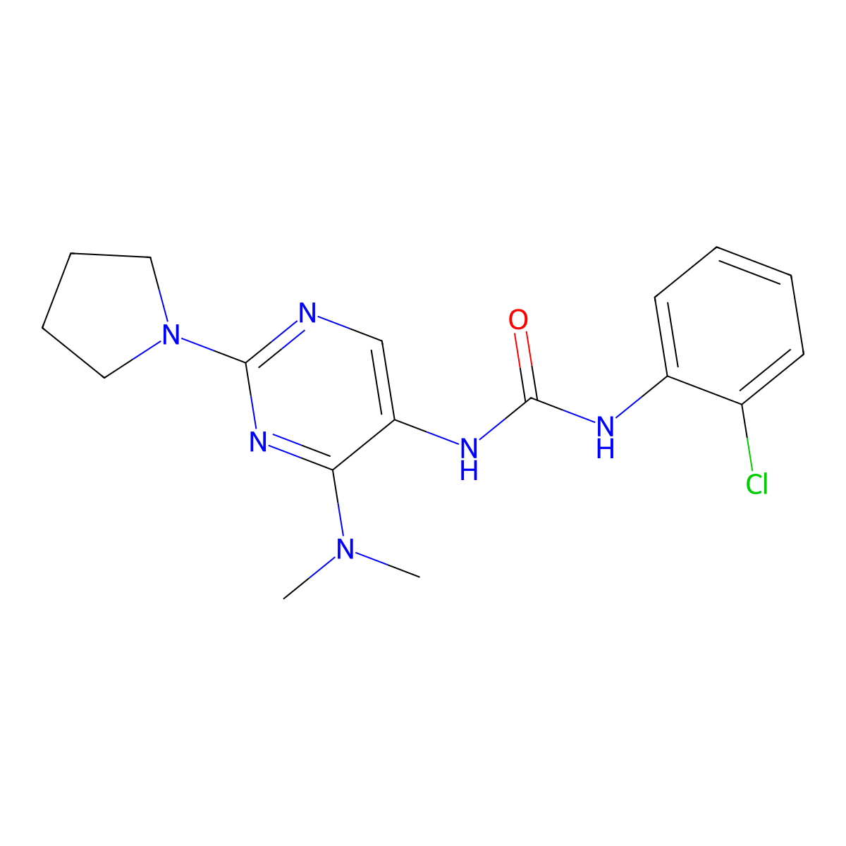 1-(2-Chlorophenyl)-3-[4-(dimethylamino)-2-(pyrrolidin-1-YL)pyrimidin-5-YL]urea molecular structure, CAS 1797669-85-2