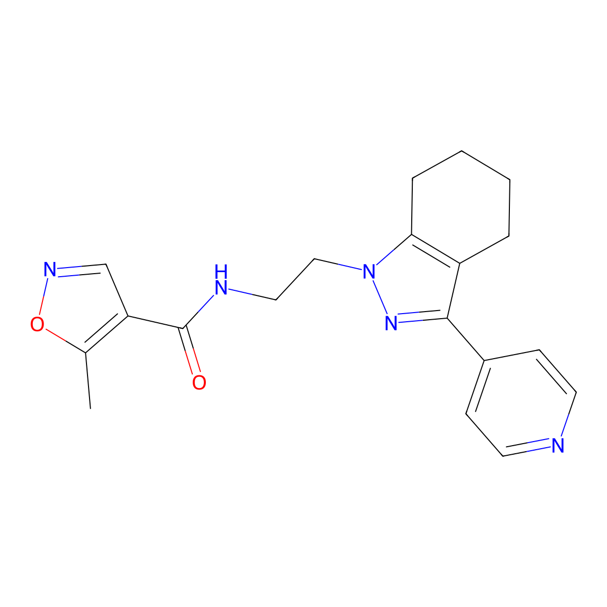 5-methyl-N-(2-(3-(pyridin-4-yl)-4,5,6,7-tetrahydro-1H-indazol-1-yl)ethyl)isoxazole-4-carboxamide molecular structure, CAS 1797670-80-4